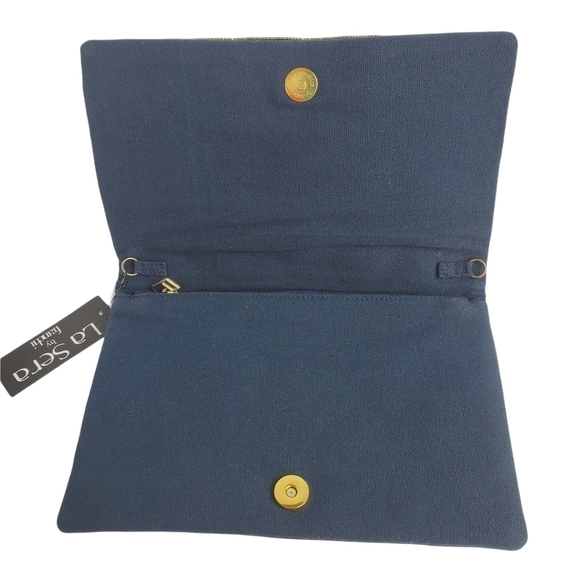 La Sera by Franchi Beaded Clutch Bag Boho Crossbody Chain - Picture 5 of 11